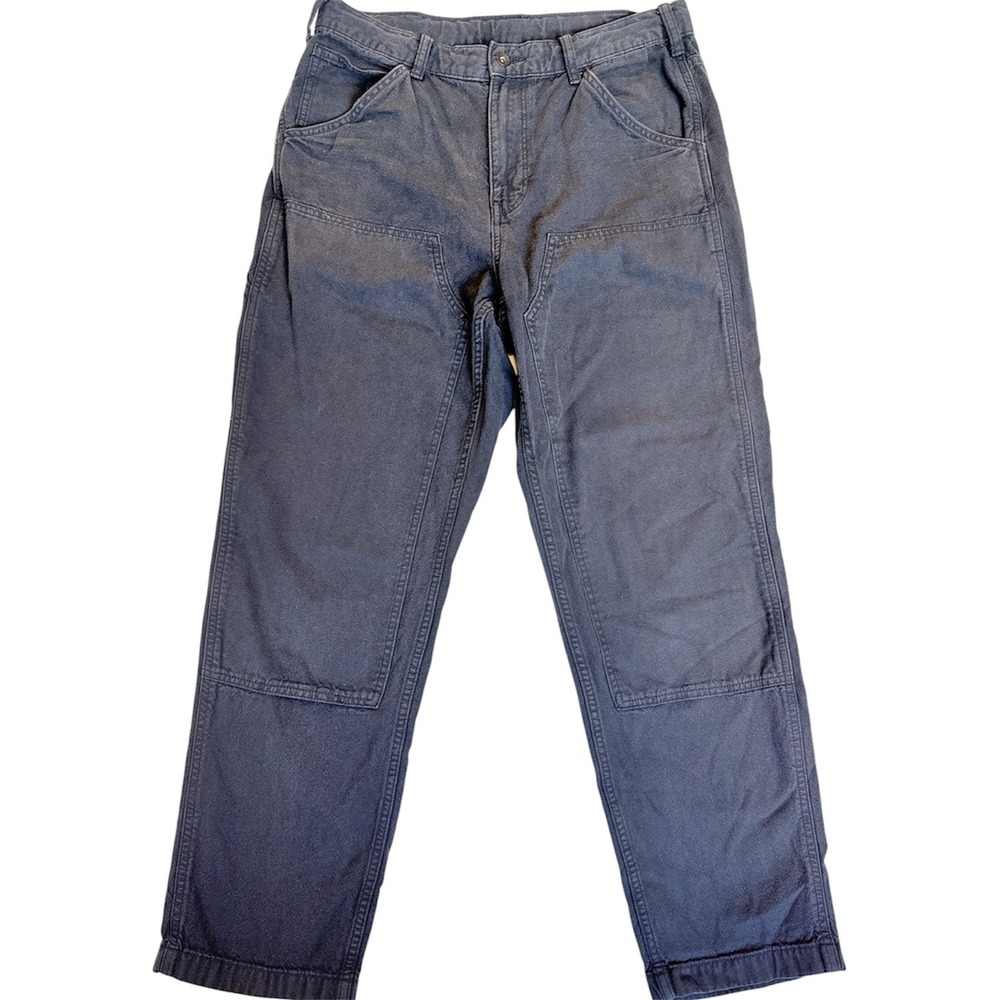 Uniqlo Utility Work Pants Men Size M Blue Double Knee Canvas Carpenter 457928